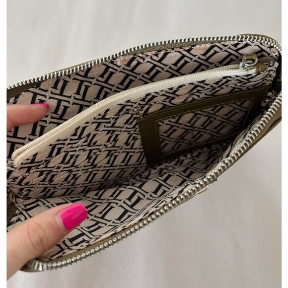 Green and Brown Tignanello Genuine Leather Clutch - Picture 4 of 4